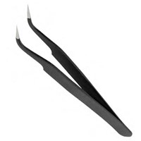 Black Matt Silver Tip High Pointed Curved Steel Weeding Tweezers